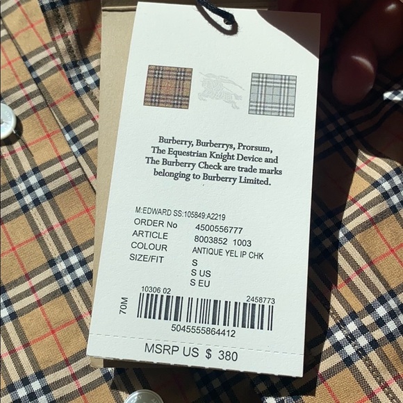Brand new Burberry plaid button up shirt - Picture 2 of 3